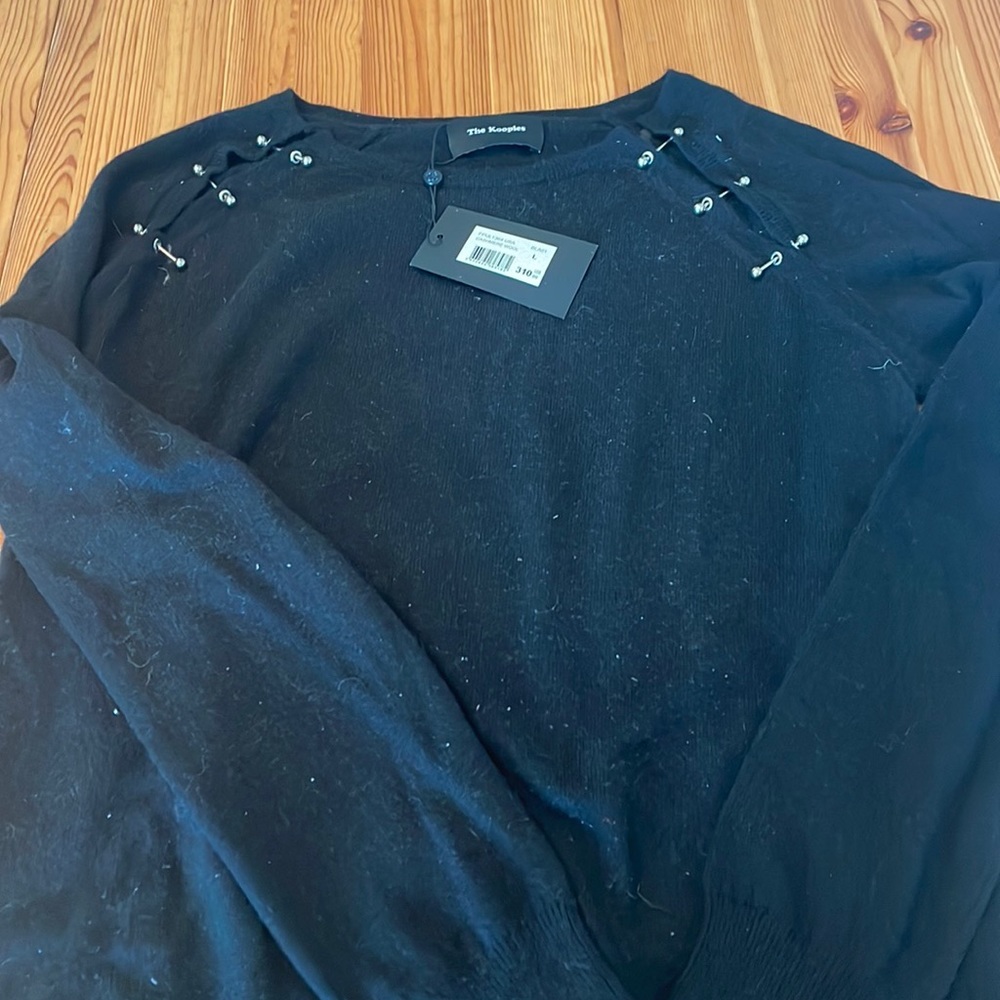 The Kooples NWT black punk piercing sweater